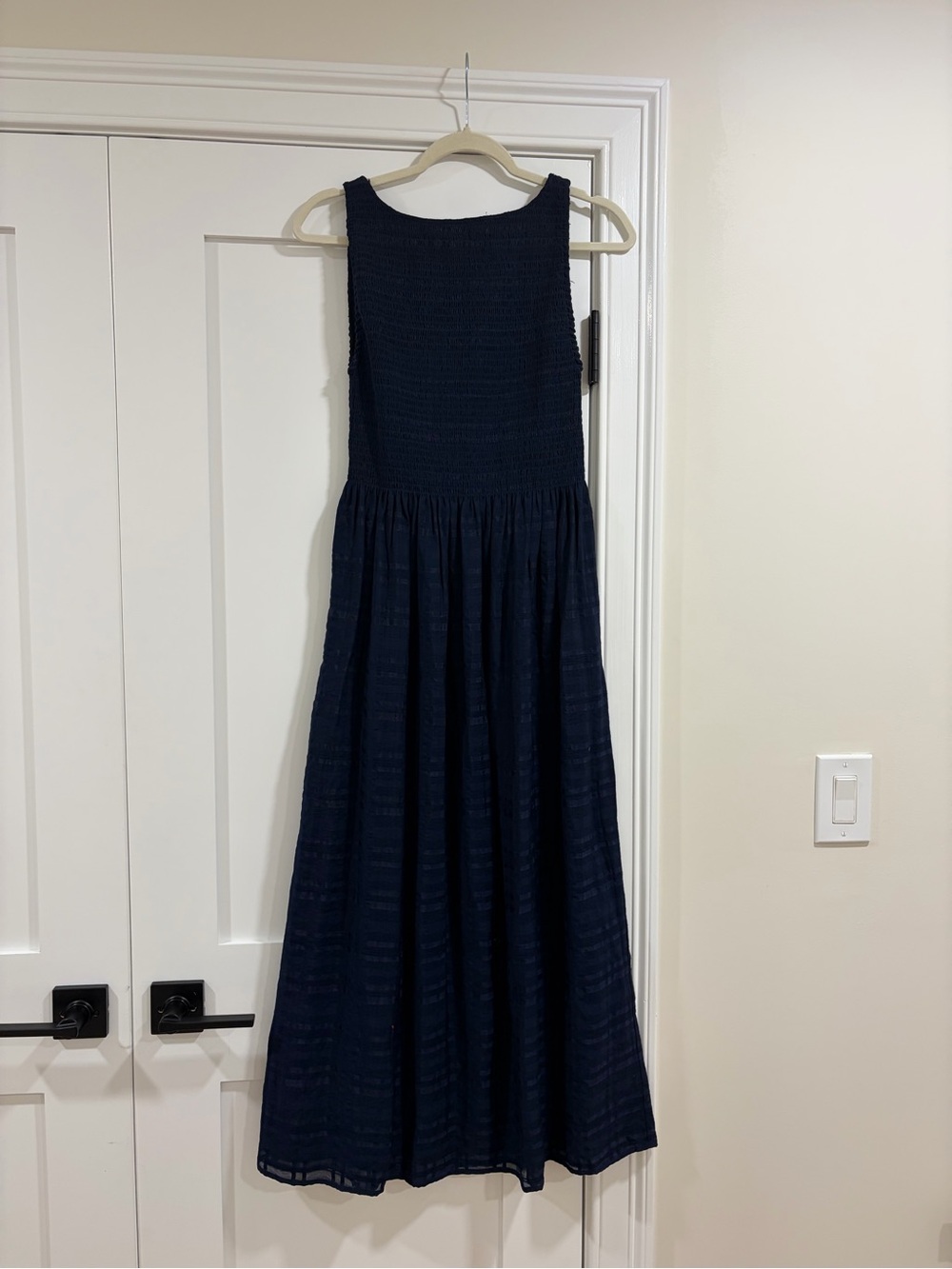 Hill House Nap Dress - Sleeveless Navy Maxi Dress - Elegant Smocked Bodice